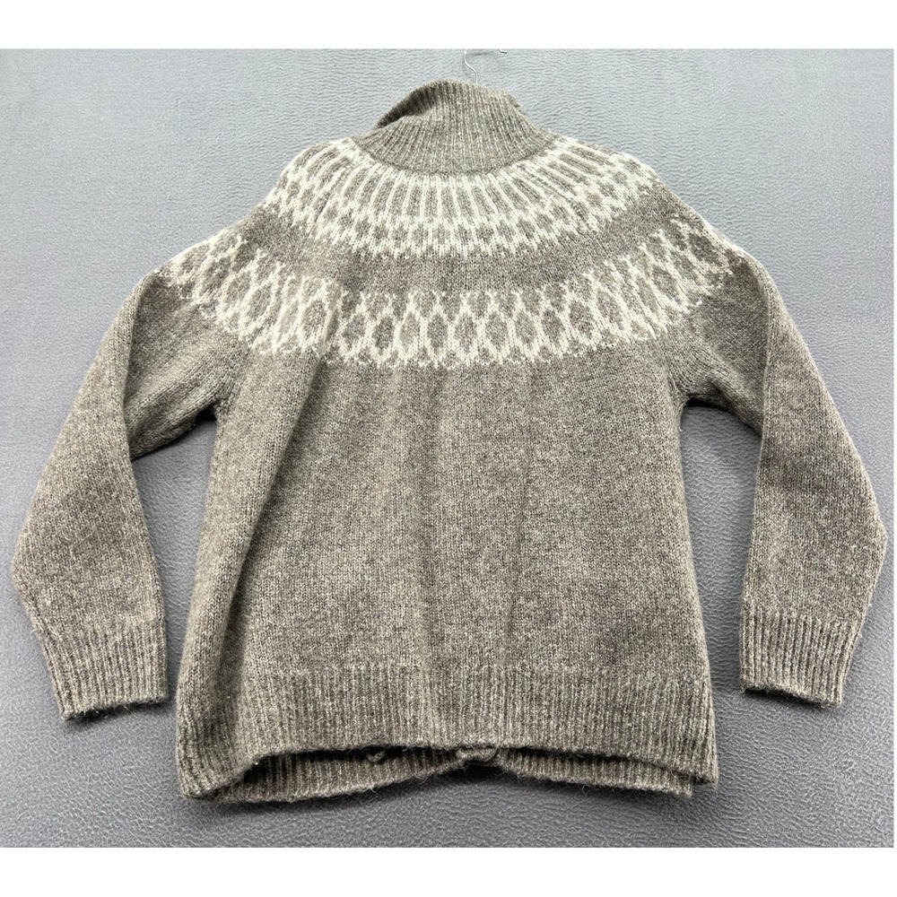 Alex Mill Sweater Mens Large Fair Isle Wool Blend Button Front Cardigan Brown - Picture 8 of 10